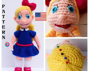 Crochet Doll Pattern Goldie- Goldie & Bear Amigurumi Pattern in US Crochet Terms- Goldilocks Amigurumi Doll Pattern- DIY Crochet Pattern