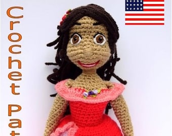 Gehaakt poppatroon - Prinses Elena van Avalor Amigurumi-patroon in Amerikaans Engels Haakvoorwaarden - Prinses Elena poppatroon