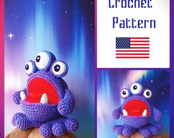 Aaron the Alien Amigurumi Pattern in American English Crochet Terms- Crochet Alien Doll Pattern in English -DIY Crochet Doll Pattern PDF