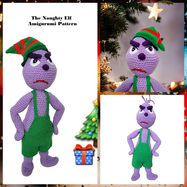 The Naughty Christmas Elf Amigurumi Pattern in American English Crochet Terms image 1