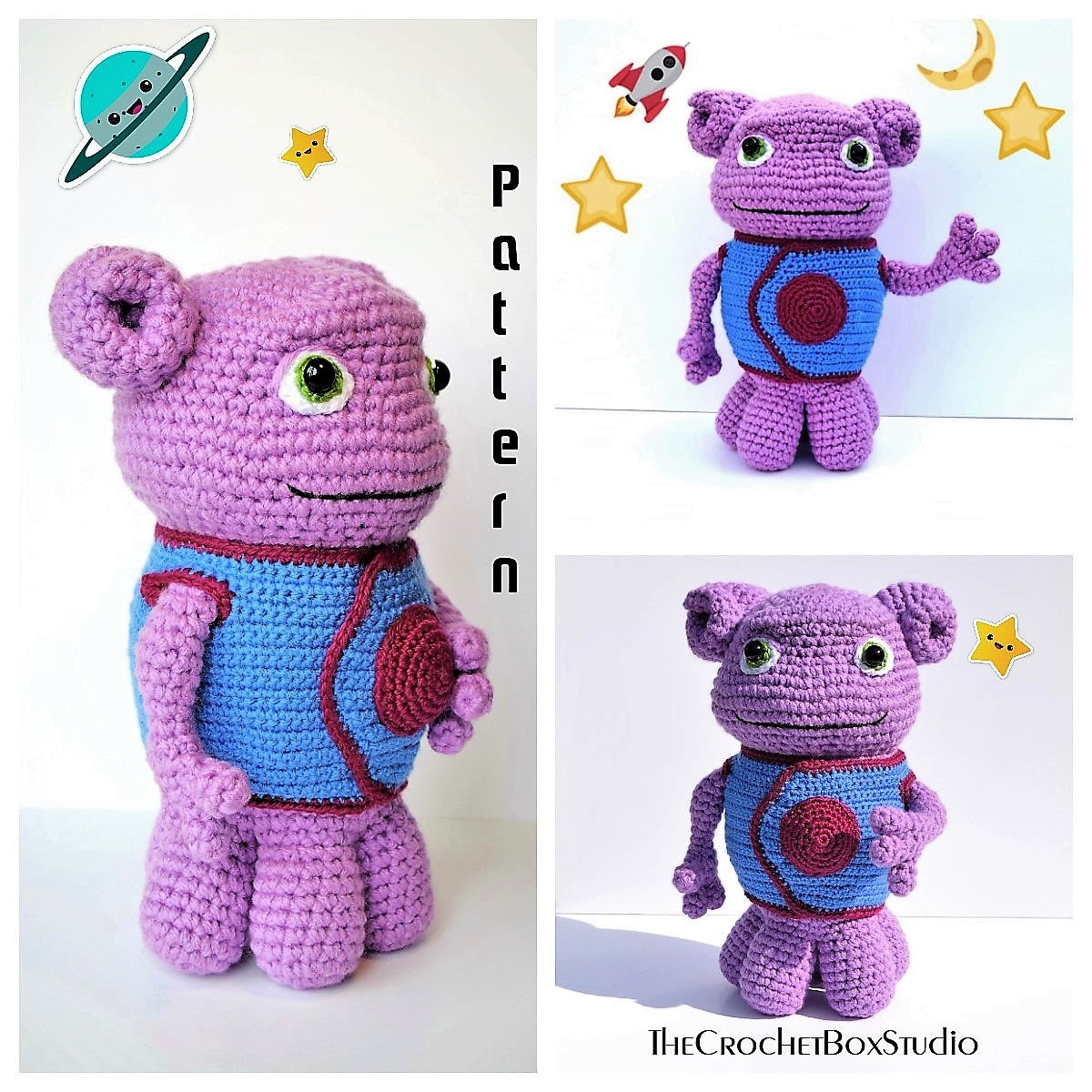 Crochet Pattern Alien Oh- Home Movie Alien Oh Crochet Doll Pattern in English in American Crochet Terms- Amigurumi Alien Pattern