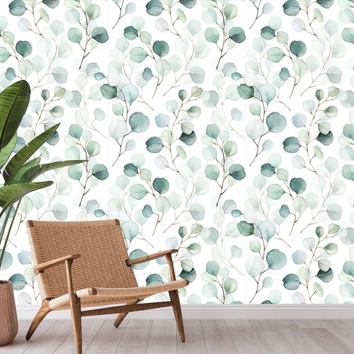 Peel and Stick Wallpaper EUCALYPTUS Removable Wall Paper Etsy