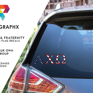 Pro-Graphx AMERICAN FLAG Sorority & Fraternity Die Cut Decals - 2.5&quot; Tall Sticker for Your Car, Laptop, and Water Bottles