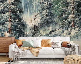 Mural de papel pintado Pro-Graphx - Evergreens - Peel & Stick, Pre-Pegado, Papel pintado de tela de hierba/ Arte reposicionable a gran escala extraíble