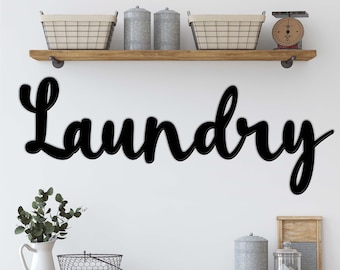 Laundry Sign - Metal Sign - Laundry Room Decor, Farmhouse, Washroom, Metal Wall Art, Word Art