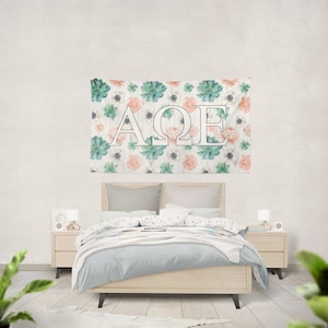 Alpha Omega Epsilon - 3' x 5' Succulent Floral Tapestry