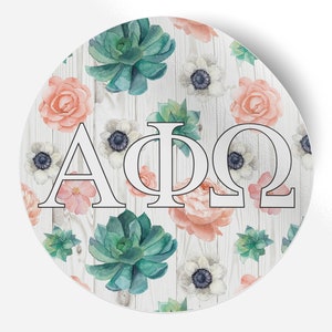 Alpha Phi Omega Succulents Floral 5" x 5" Sticker