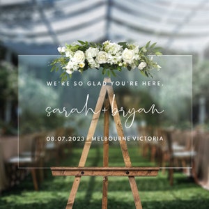 Acrylic Wedding Welcome Sign – Wedding, Baby Shower, Birthday Party, Special Events – Clear Wedding Sign, Modern Sign, Customizable - PG44