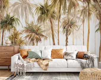 Mural de papel pintado Pro-Graphx - Bosque de acuarela - Peel & Stick, Pre-Pegado, Papel pintado de tela de hierba / Arte reposicionable a gran escala extraíble