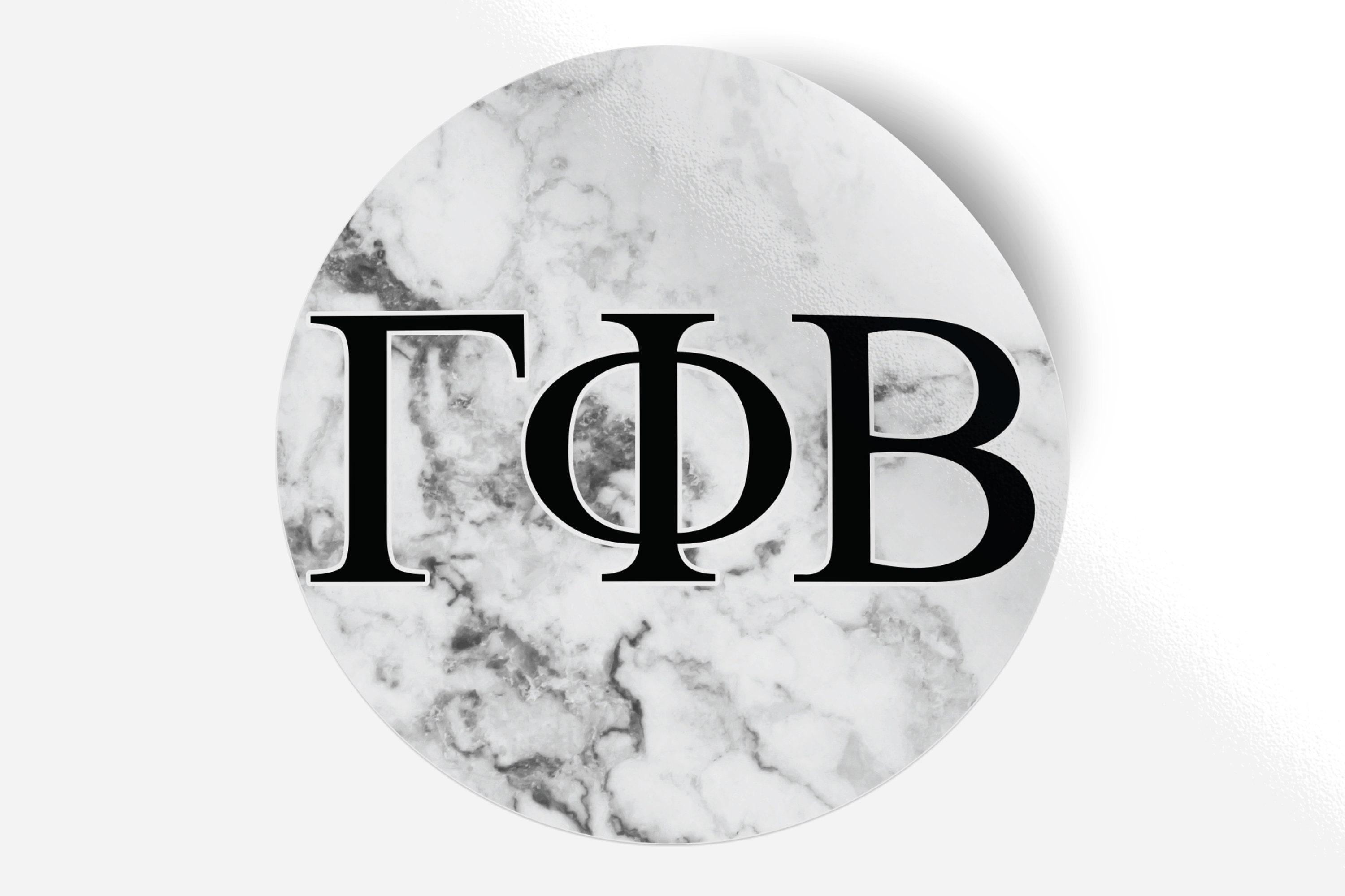 Gamma Phi Beta Light Marble with Gold Script Sticker Decal 