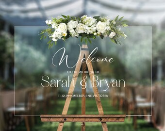 Acrylic Wedding Welcome Sign – Wedding, Baby Shower, Birthday Party, Special Events – Clear Wedding Sign, Modern Sign, Customizable - PG27