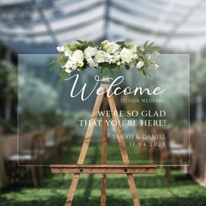 Acrylic Wedding Welcome Sign – Wedding, Baby Shower, Birthday Party, Special Events – Clear Wedding Sign, Modern Sign, Customizable - PG17