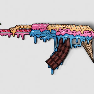 Pro-Graphx Ice Cream AK47 Stickers for Laptop Car Truck Window Bumper Decor Notebook
