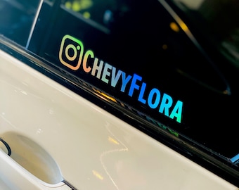 Custom Instagram Car Decal, CHOOSE YOUR FONT, Ig Sticker Name, Unique Vinyl Options Holographic, Chrome, Glitter, Rainbow - Free Shipping