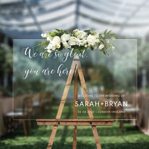 Acrylic Wedding Welcome Sign – Wedding, Baby Shower, Birthday Party, Special Events – Clear Wedding Sign, Modern Sign, Customizable - PG30