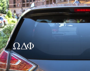 Omega Delta Phi -  Sorority Decal - 2.5" Tall - For Your Car, Laptop, and Water Bottles