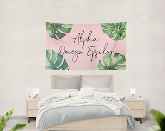 Alpha Omega Epsilon - 3' x 5' Palm Leaf Tapestry
