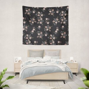 Floral Navy Tapestry - 42&quot; x 68&quot;