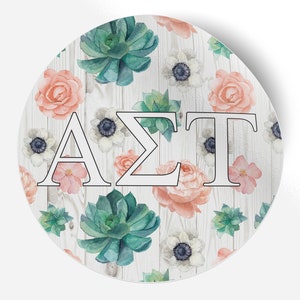 Alpha Sigma Tau Succulents Floral 5&quot; x 5&quot; Sticker