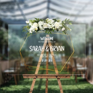 Acrylic Wedding Welcome Sign – Wedding, Baby Shower, Birthday Party, Special Events – Clear Wedding Sign, Modern Sign, Customizable - PG05