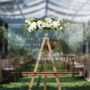 Acrylic Wedding Welcome Sign – Wedding, Baby Shower, Birthday Party, Special Events – Clear Wedding Sign, Modern Sign, Customizable - PG40