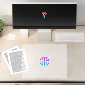 Acrylic Desk Mat CLEAR Personalized Monogram Custom Name Vinyl Decal with UNIQUE VINYLS for Office, Dorm, School and Work Areas