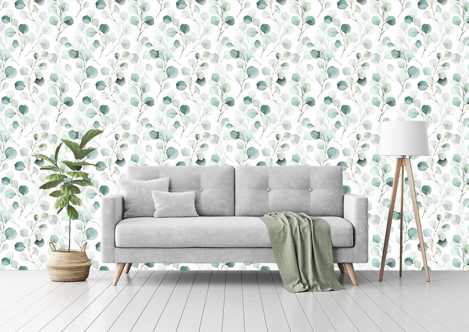 Peel and Stick Wallpaper EUCALYPTUS Removable Wall Paper Etsy