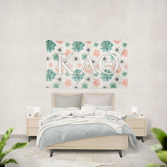 Kappa Alpha Theta 3 X 5 Succulent Floral Tapestry Etsy Canada