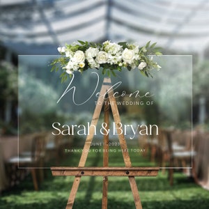 Acrylic Wedding Welcome Sign – Wedding, Baby Shower, Birthday Party, Special Events – Clear Wedding Sign, Modern Sign, Customizable - PG50