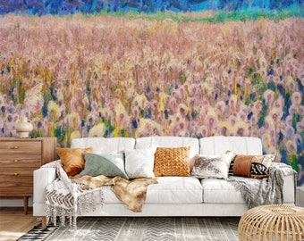 Pro-Graphx Tapeten-Wandbild – Sommerwiese – abziehen und aufkleben, vorgeklebt, Grasstoff-Tapete | Abnehmbare, neu positionierbare, großformatige Kunst