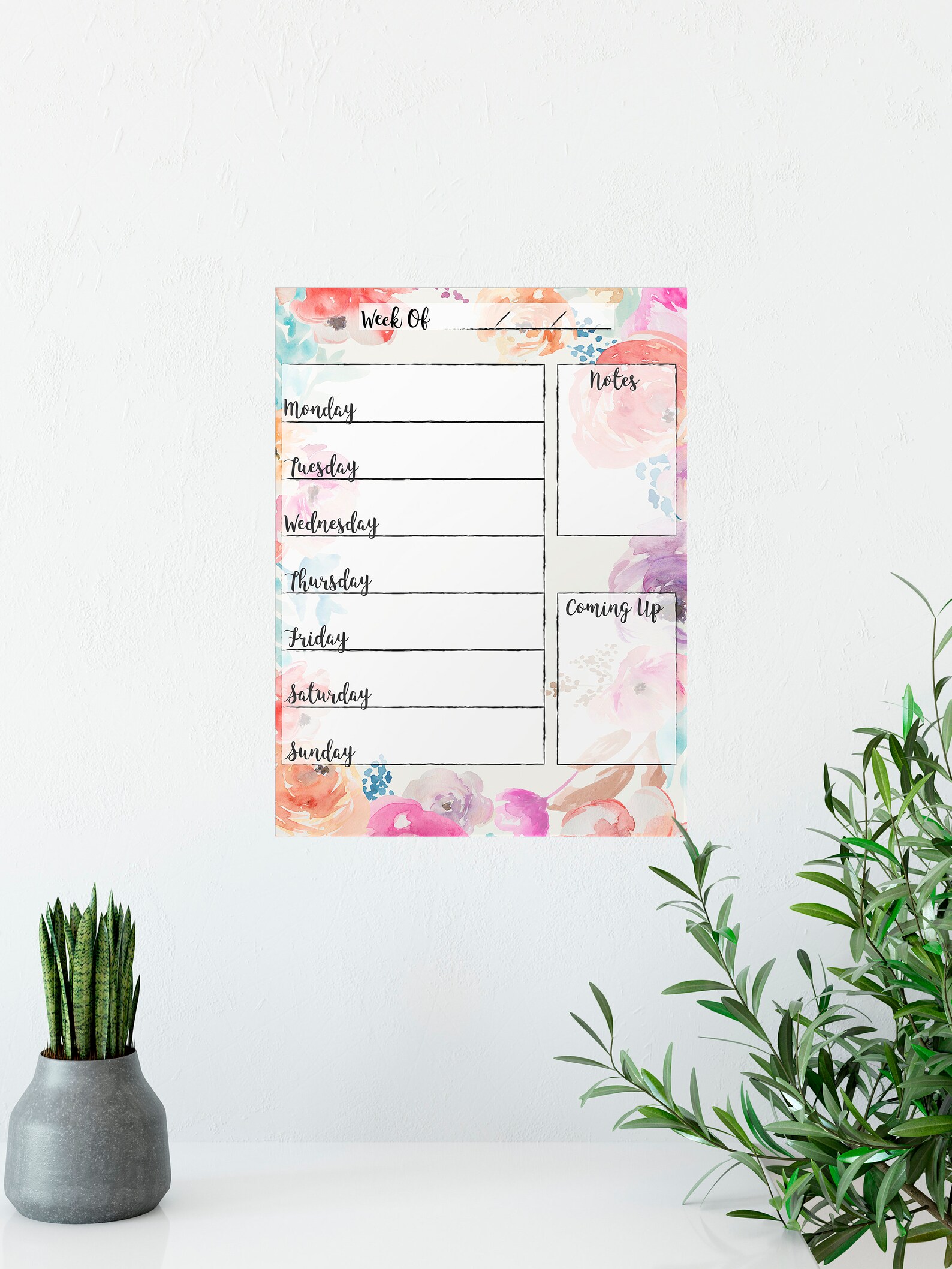 18 X 24 Floral Dry Erase Wall Calendar Etsy