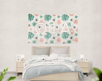 Omega Phi Alpha - 3' x 5' Succulent Floral Tapestry