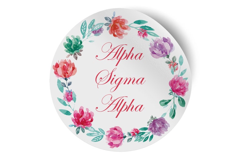 Alpha Sigma Alpha Watercolor Floral 5 x 5 Sticker