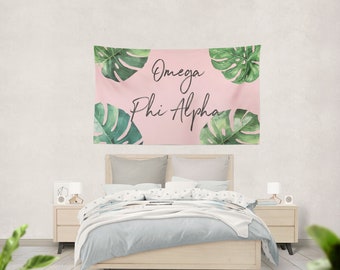 Omega Phi Alpha - 3' x 5' Palm Leaf Tapestry