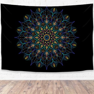 Pro-Graphx Tapestry Peacock Mandala - Boho Wall Hanging Design Large Landscape for Living Room, Bedroom, Dorm