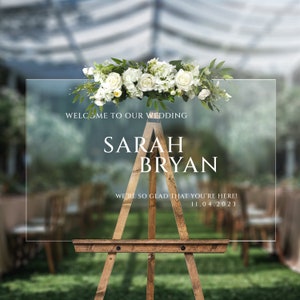 Acrylic Wedding Welcome Sign – Wedding, Baby Shower, Birthday Party, Special Events – Clear Wedding Sign, Modern Sign, Customizable - PG18