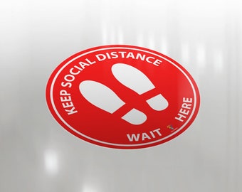 Calcomanías de piso de distancia social - Anti-SLIP 6 Feet Apart Social Distancing Stickers