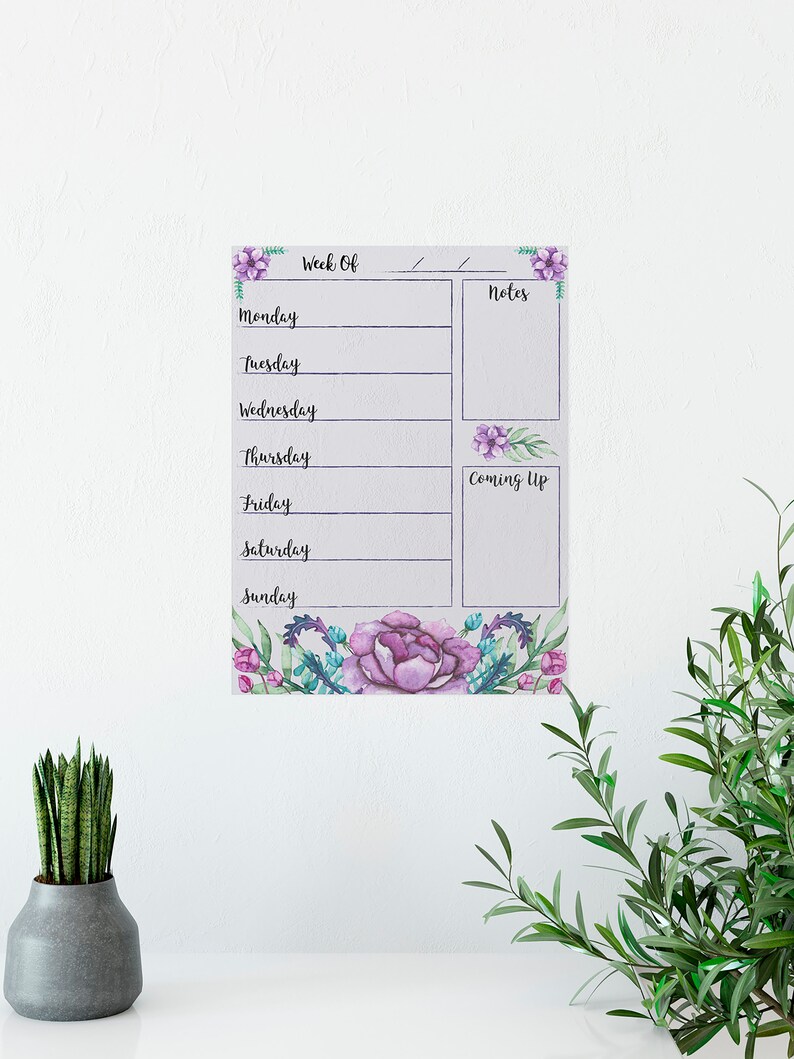 18 X 24 Floral Dry Erase Wall Calendar Etsy