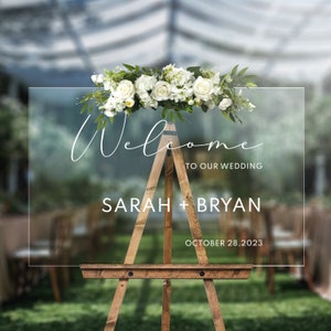 Acrylic Wedding Welcome Sign – Wedding, Baby Shower, Birthday Party, Special Events – Clear Wedding Sign, Modern Sign, Customizable - PG25