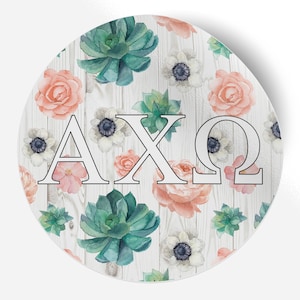 Alpha Chi Omega Sukkulenten Floral 5 &quot;x 5&quot; Aufkleber