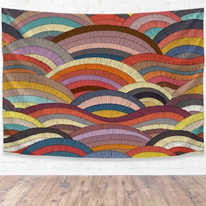 Pro-Graphx Tapestry Embroidery Pattern 53&quot; x 70&quot; - Boho Wall Hanging Design Large Landscape for Living Room, Bedroom, Dorm