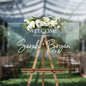 Acrylic Wedding Welcome Sign – Wedding, Baby Shower, Birthday Party, Special Events – Clear Wedding Sign, Modern Sign, Customizable - PG20