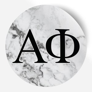 Alpha Phi White Marble 5" x 5" Sticker