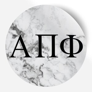 Alpha Pi Phi White Marble 5&quot; x 5&quot; Sticker
