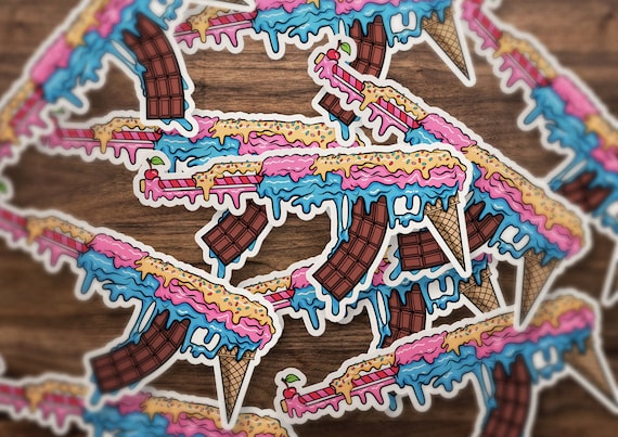 Pro-graphx Ice Cream AK47 Stickers for Laptop Car Truck Window