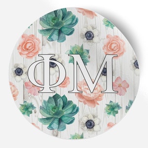 Phi Mu Succulents Floral 5" x 5" Sticker