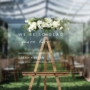 Acrylic Wedding Welcome Sign – Wedding, Baby Shower, Birthday Party, Special Events – Clear Wedding Sign, Modern Sign, Customizable - PG21