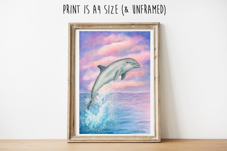 Dolphin Ocean Sunset Fish Wall Picture Art Print