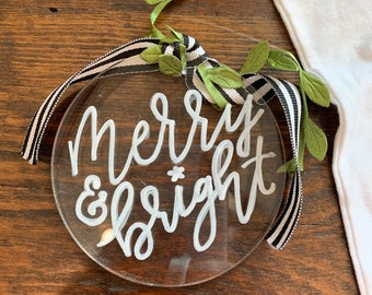Hand Lettered Personalized Ornament - Clear Acrylic ornament - Custom ornaments - Name Christmas hanging
