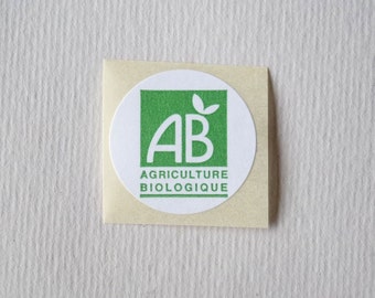 50 pastilles 2 cm AGRICULTURE BIOLOGIQUE AB  pastilles adhésives rondes pastilles vert et blanc ab agriculture biologique pastille 2 cm